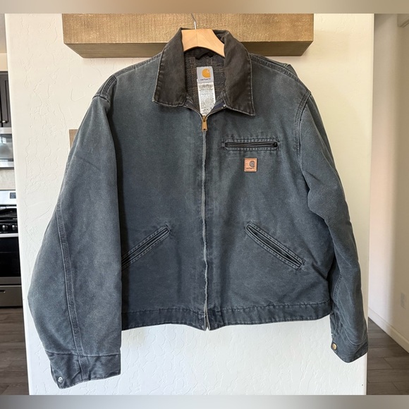 Carhartt|Men's Vintage Dark Gray/Charcoal Detroit  Jacket,blanket lined•••2XL - Picture 3 of 16